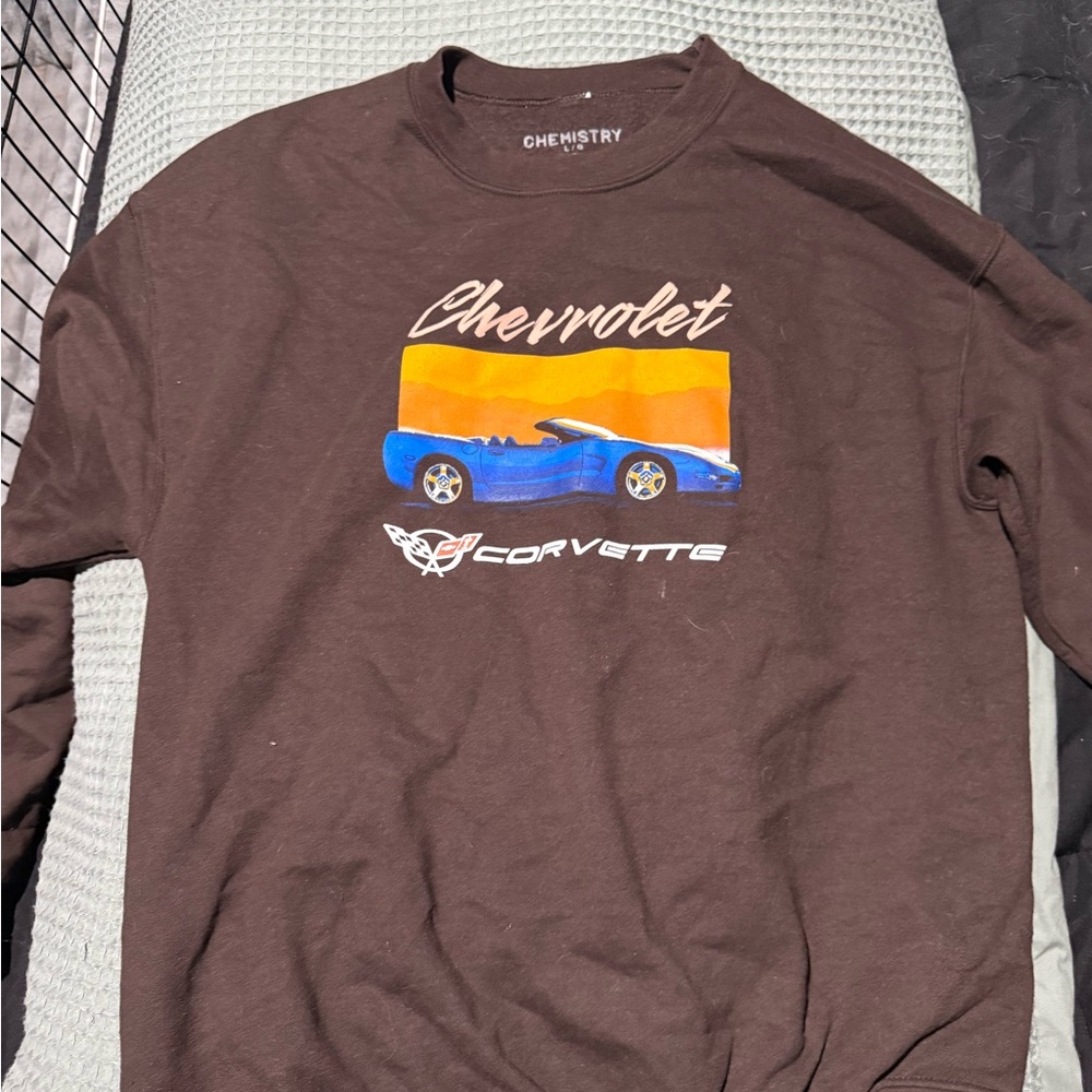 Chemistry Brown Long Sleeve with Blue Corvette Design